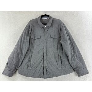Peter Millar Quilted Jacket Mens Size XXL Gray Snap Button Long Sleeve Collared